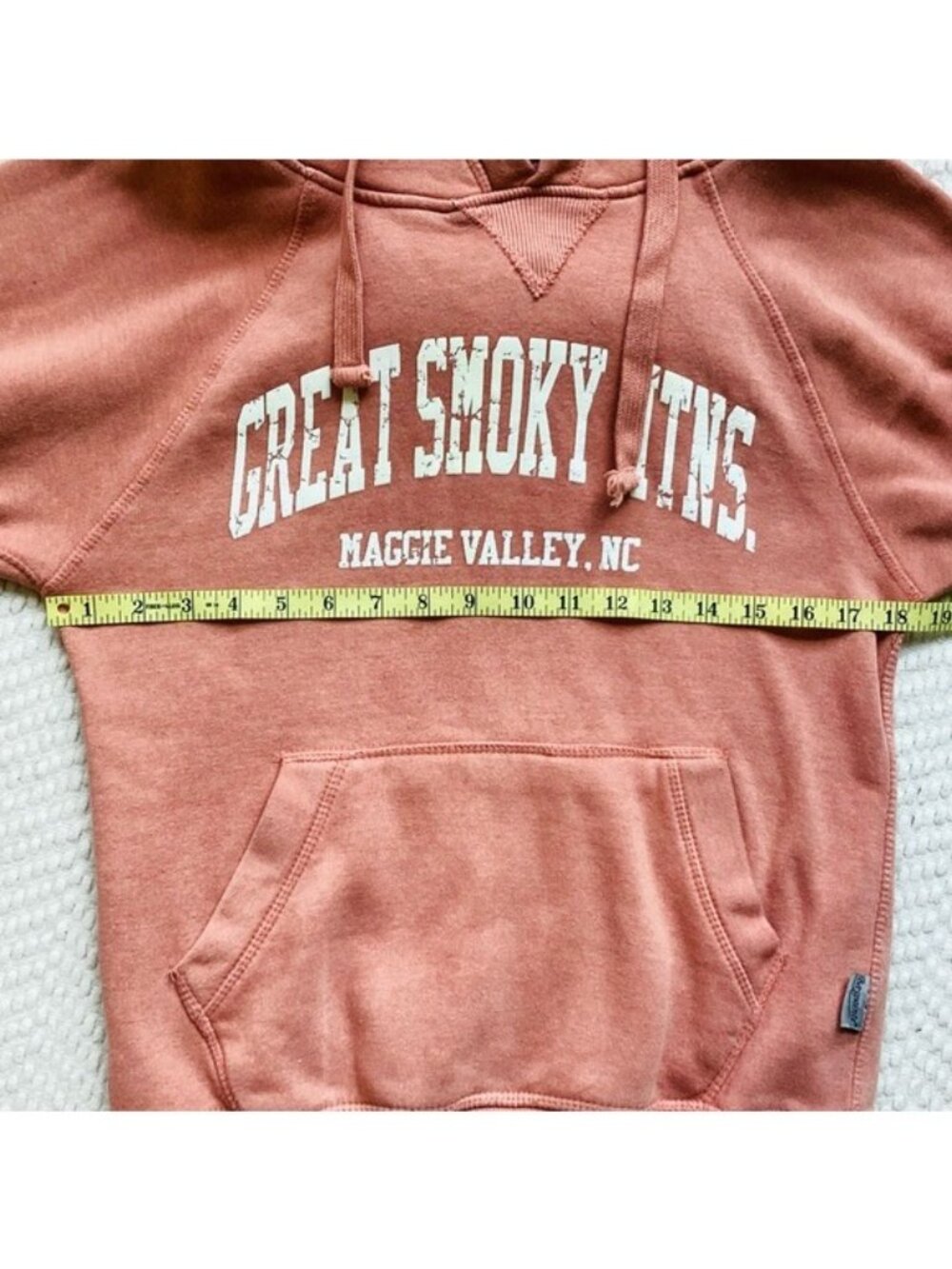 Great Smoky Mountains Maggie Valley, NC Hoodie Coral/Cream Size S - Picture 5 of 9